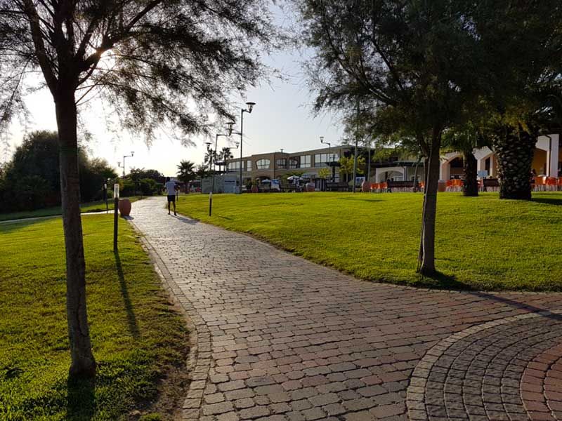 Sentiero pavimentato comodo per le sedie a rotelle